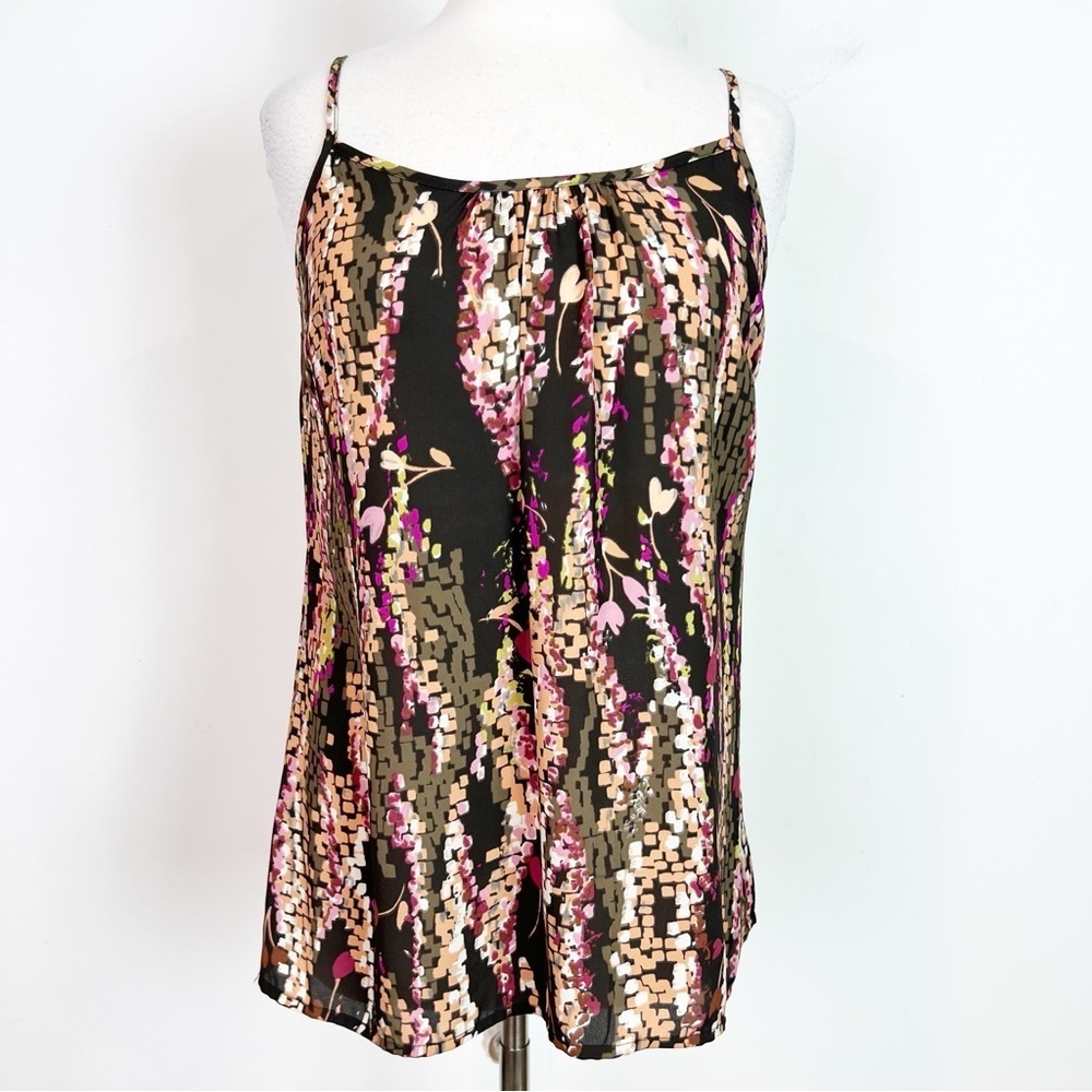 CABI TRELLIS CAMI BROWN BURGUNDY ORANGE PATTERN TANK TOP STYLE 610 WOMENS SMALL